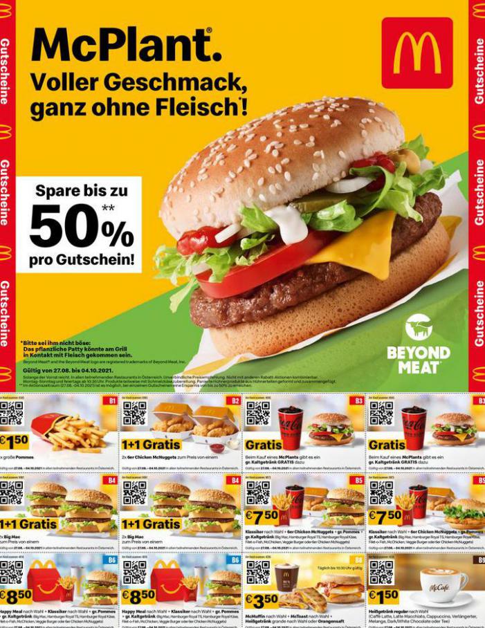 Spare bis zu pro Gutschein! 50%. McDonald's (2021-09-04-2021-09-04)