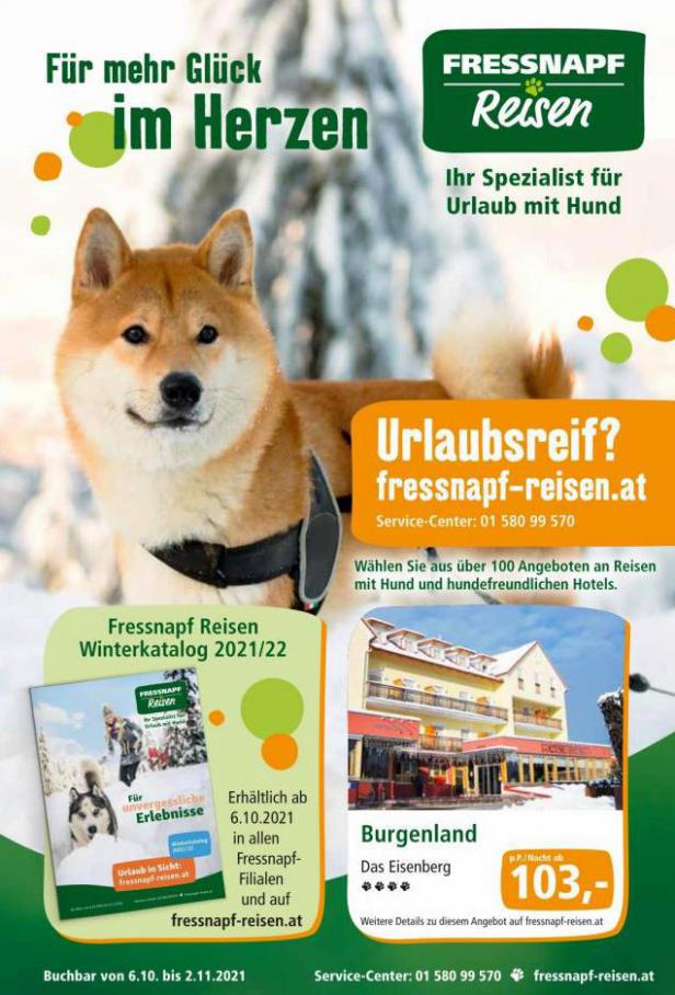 Fressnapf Reisen Flugblatt. Fressnapf (2021-11-02-2021-11-02)