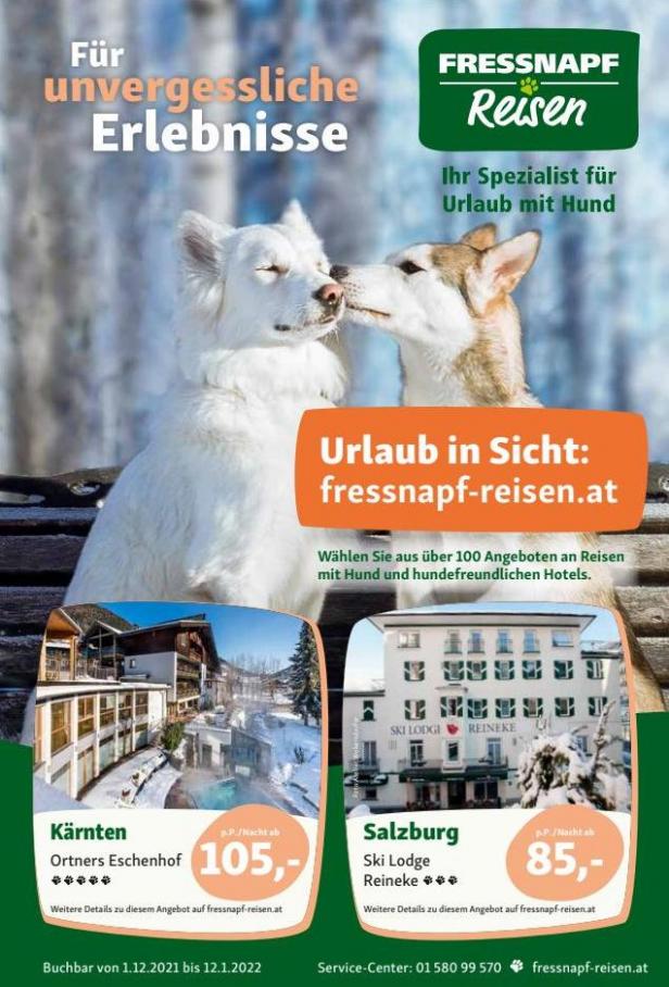 Fressnapf Reisen Handzettel 2021. Fressnapf (2022-01-12-2022-01-12)
