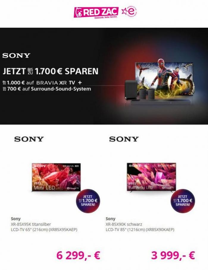 Sony bis zu €1700,- Cashback. Red Zac (2022-08-22-2022-08-22)