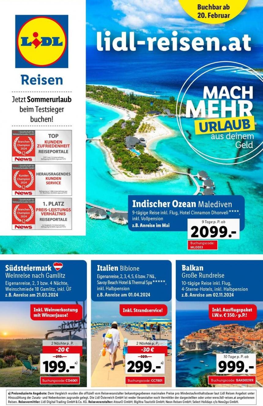 Jetzt Sommerurlaub beim Testsieger buchen!. Lidl Reisen (2024-03-25-2024-03-25)